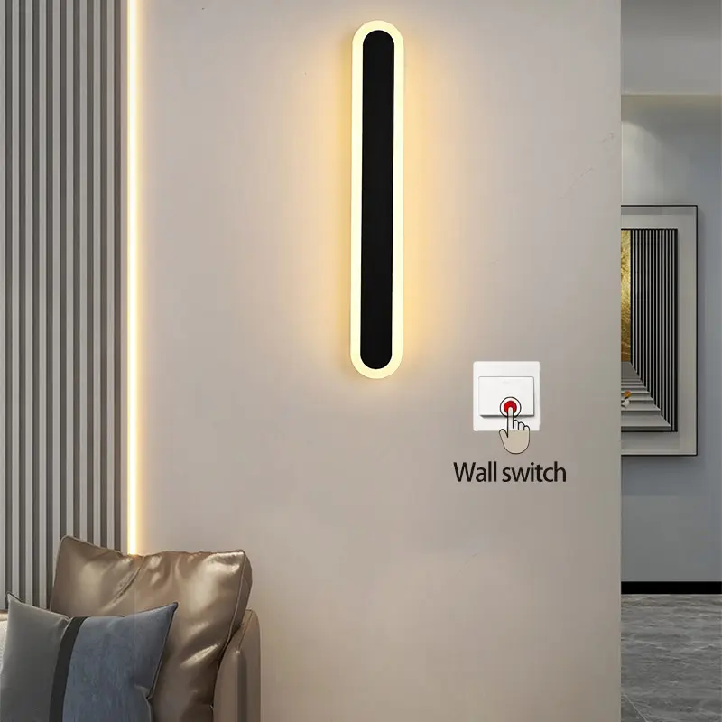 1 Pc. Linear Wall Lamp, Electrical Wiring, Acrylic/Metal Construction, 15.75-inch Black/White Wall Mounted Light, Warm White Light For Hallway, Bedroom, Staircase, Study, Modern Mood Lighting, Indoor Lighting Fixture