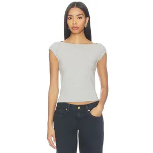 Free People So Soft Seamless Modal Tee in Heather Grey