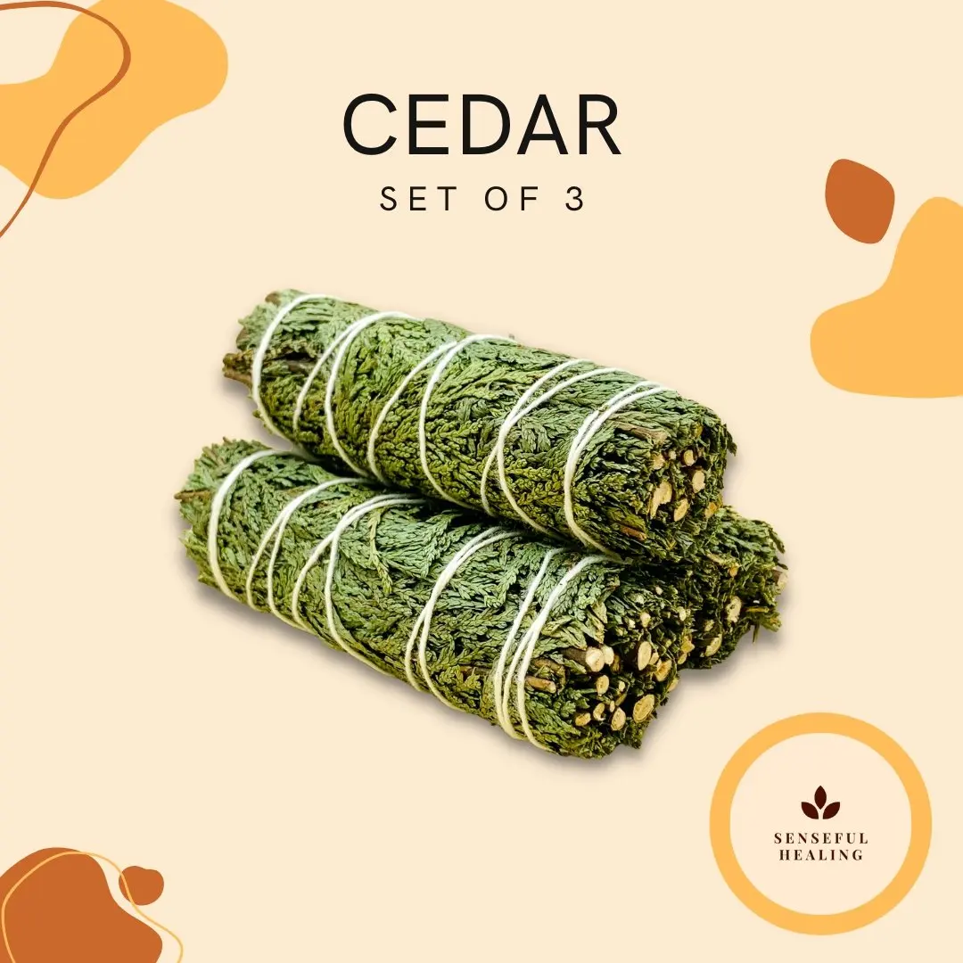3-Pack Cedar Sage Smudging Sticks Bundles - Naturally Derived Aromatherapy Wood Blend, Calming Home Fragrance, Household Scented Room Aromatizer, Spiritual Cleansing, Blesses New Home Spaces