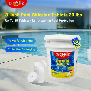 PROFELIZ Chlorine Tablets 3 Inch for Swimming Pools, Kills Bacteria and Stops Algae, Slow Dissolving,Exclusive Protective Packaging,Pool Chlorine Tablets,20lbs