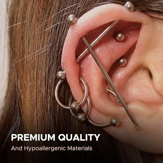 124pcs Mixed-pack Kits For All Body  Stainless Steel 14g 16g 20g And With Tools Nose Septum Lip EarBelly Button Cartilage Tragus