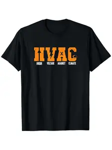 HVAC Installer Technician HVAC Mechanic Engineer Funny HVAC T-Shirt 100% Cotton Round Neck Short Sleeve T-shirt Halloween Thanksgiving Christmas Gift for Men Women Family Friends, S-XXXL