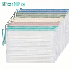 5/10 Pack A4 Mesh Zipper File Bags, Waterproof Document Pouch, Large Capacity Organizer for School Office digital product