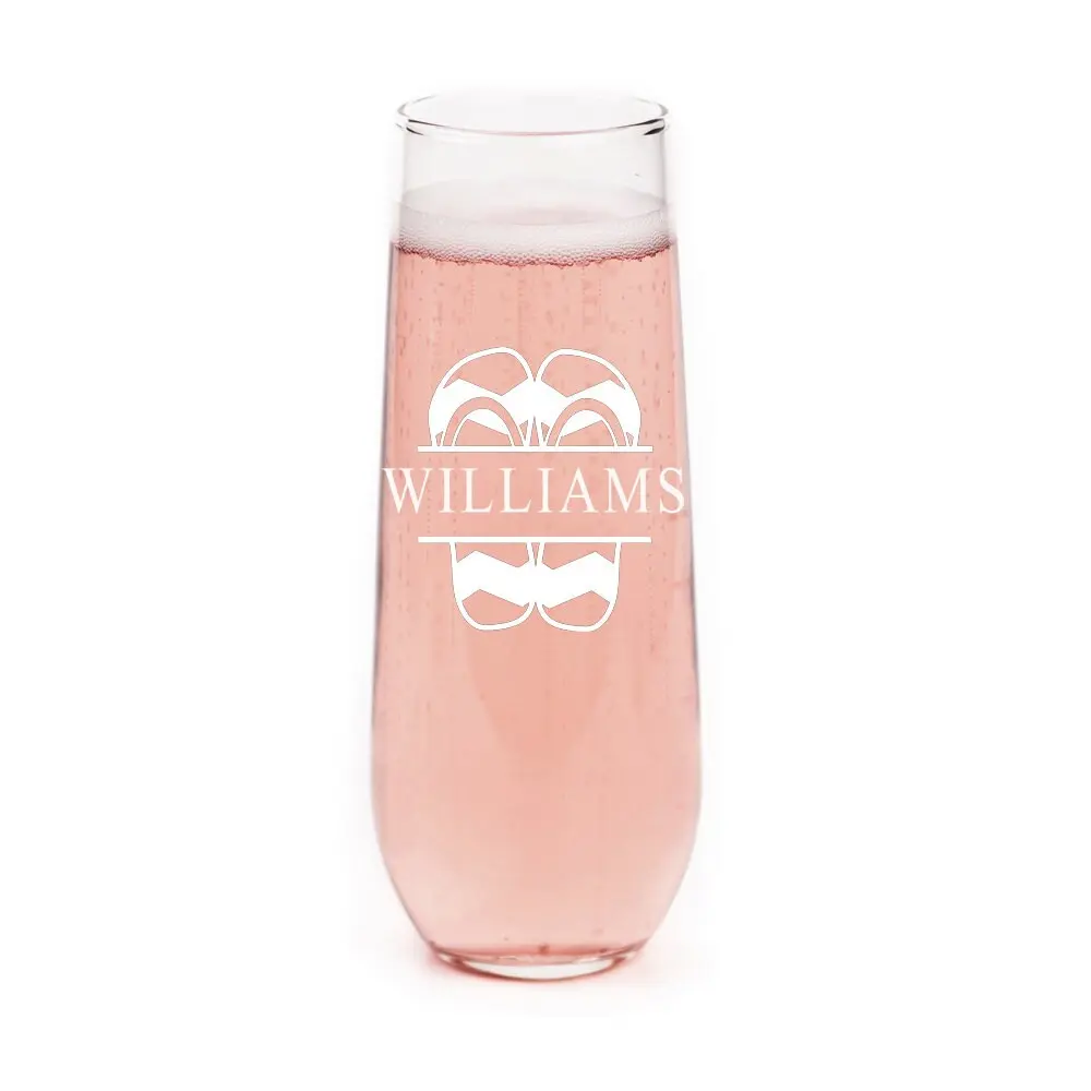 Personalized Stemless Champagne Flute,Personalized Beach Theme Champagne Glass,Personalized Wedding Toasting Flutes,Custom Bridesmaid Gifts,
