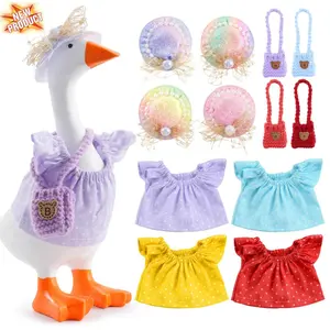 4 Sets 7 Inch Mini Desk Goose Outfits - Hat+Dress+Bag 3-Piece Accessories | Fits Magnetic Goose Statues | Desktop Decor & Gifts