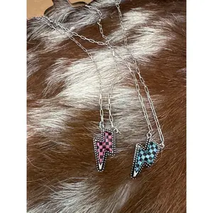 Checker Bolt Necklace - 2 COLORS
