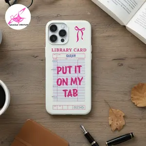 Personalized Library Card Phone Case, Put It On My Tab, Book Lover Gift, Booktok Merch, Bookshelf Phone Case, Literary Gifts,