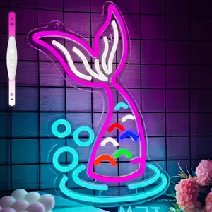 Mermaid Tail Neon Sign Mermaid Neon Signs for Wall Decor,USB Powered Dimmable LED Neon Light Night Lamp for Bedroom,Living Room Children's Room, Kids Party Background Decor Gifts for Girls, Kids