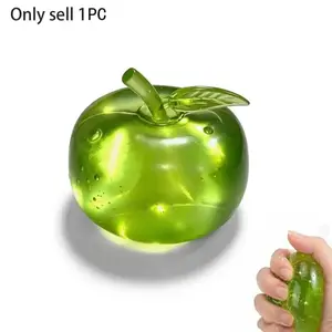 Crystal Apple Figurine, Soft, Ultra-Thin Skin, Stress Relief , Touch Sensory , Office Desk Decor, Non-Edible Gift, Decorative Figurines