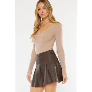 Fall Fest Leather Pleated Skirt