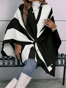 Women's Fashion New Boho Style Shawl, Winter Thick Windproof Scarf, Warm Multi-Functional Wrap, Poncho Outdoor Use, Stylish and Cozy Winter Poncho