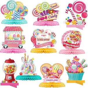 10 Pieces Candyland Party Decorations Candyland Table Centerpieces Candyland Table Decorations Candyland Honeycomb Centerpieces Candyland Decorations for Birthday Shower Sweet Shop Party Supplies