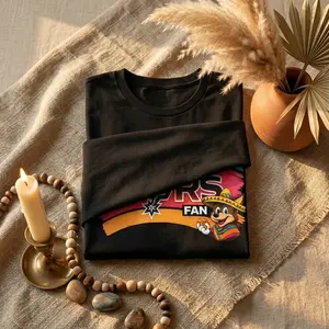 Colorful Retro Basketball Fan T-Shirt - Crazy Hispanic Edition with Cute Mascot Graphic, Casual Short Sleeve Graphic T-shirt, Gift for friends, Gift For Fans, Unisex Tee, Full Colors