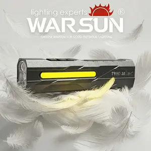 Warsun T9 EDC Flashlight 1500 Lumens Multi-Light LED with Laser Red UV USB-C Rechargeable Magnetic Tail Clip Side Flood Light Battery Indicator