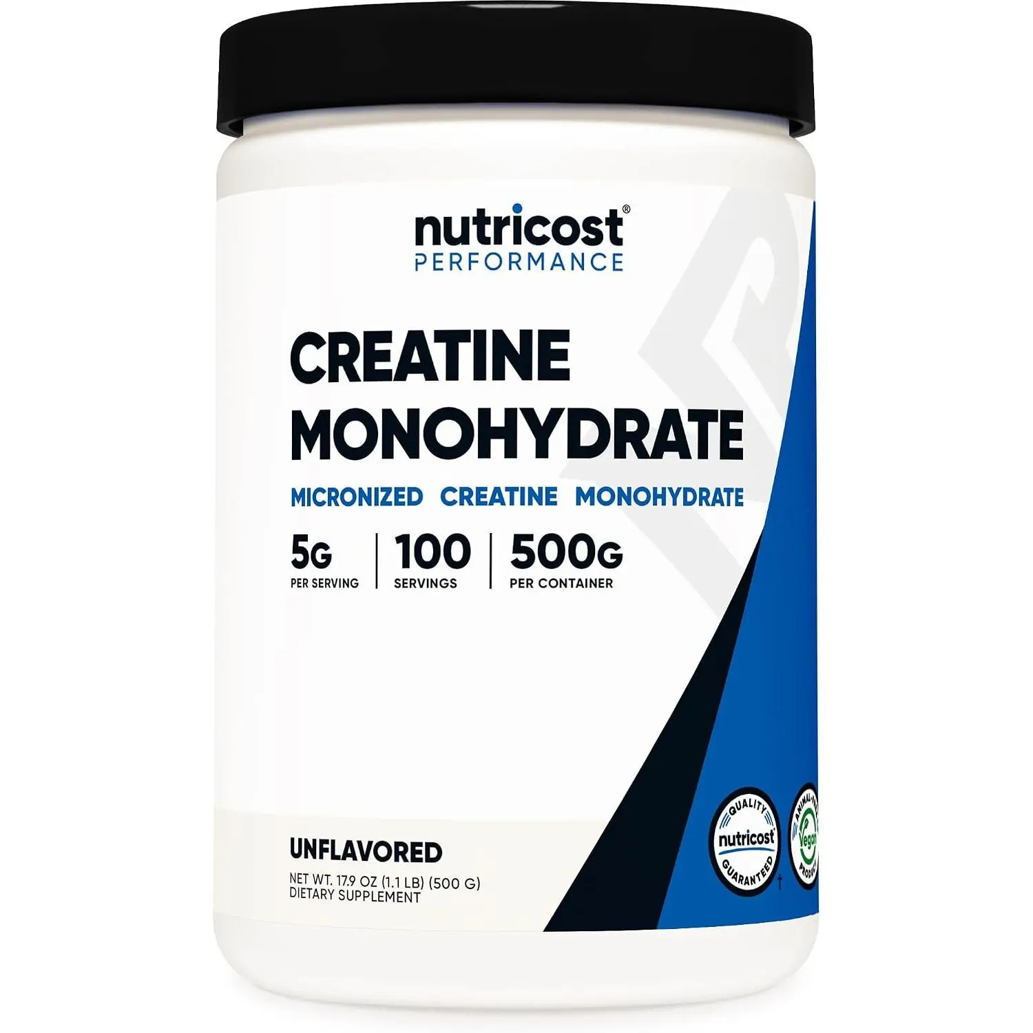 Nutricost Creatine Monohydrate Micronized Powder 500G, 100 Servings | 5000mg Per Serving (5g), 17.9 Oz