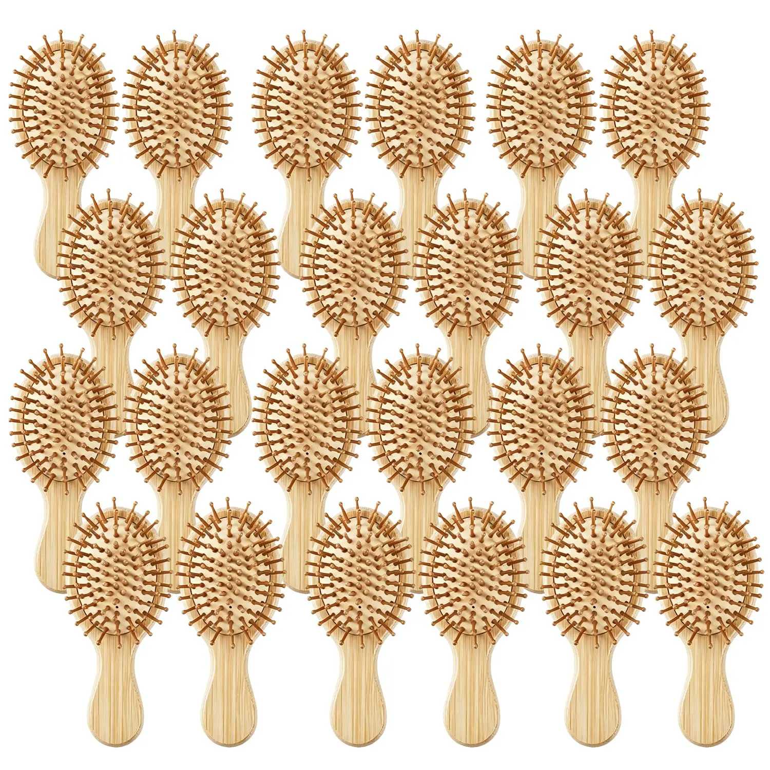6 Pack Mini Bamboo Air Cushion Hair Brush, Bulk Wooden Hair Brush