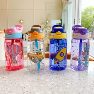 Cute Cartoon Leak-Proof Sippy Cup with Straw, Unisex Portable Travel Drinking Cup, Essential Home Water Bottle, Leakproof Tumbler