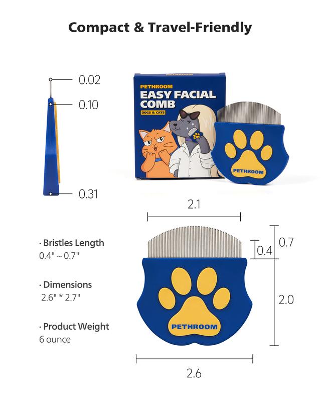 PETHROOM Easy Facial Comb for Cats and Dogs Pets Eye Comb