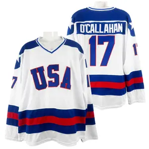 【FallFreshness】1980 Olympic Team 17 O'Callahan 21 Eruzione 30 Craig Miracle On Ice Hockey Jersey White Blue Red Stripes Christmas festival Gifts Enthusiasts Highlighted