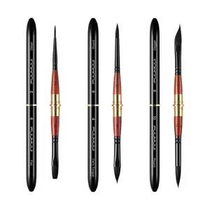 3pcs Dual-Tip Travel Watercolor Brushes - 6 Tip Styles, Premium Synthetic Squirrel Hair