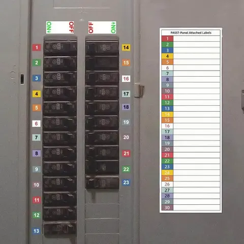 5 Sets Circuit Breaker Label Kit with Marking Panel (1–10, N, T, R, S), Includes Labels, Sticky Labels, Electrical Panel Stickers for Distribution Boxes, Switch Cabinets and Enclosures, Compatible with Single- and Three-Phase Systems