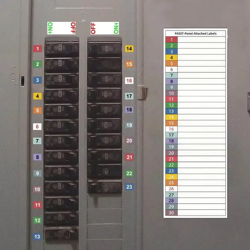 5 Sets Circuit Breaker Label Kit with Marking Panel (1–10, N, T, R, S), Includes Labels, Sticky Labels, Electrical Panel Stickers for Distribution Boxes, Switch Cabinets and Enclosures, Compatible with Single- and Three-Phase Systems