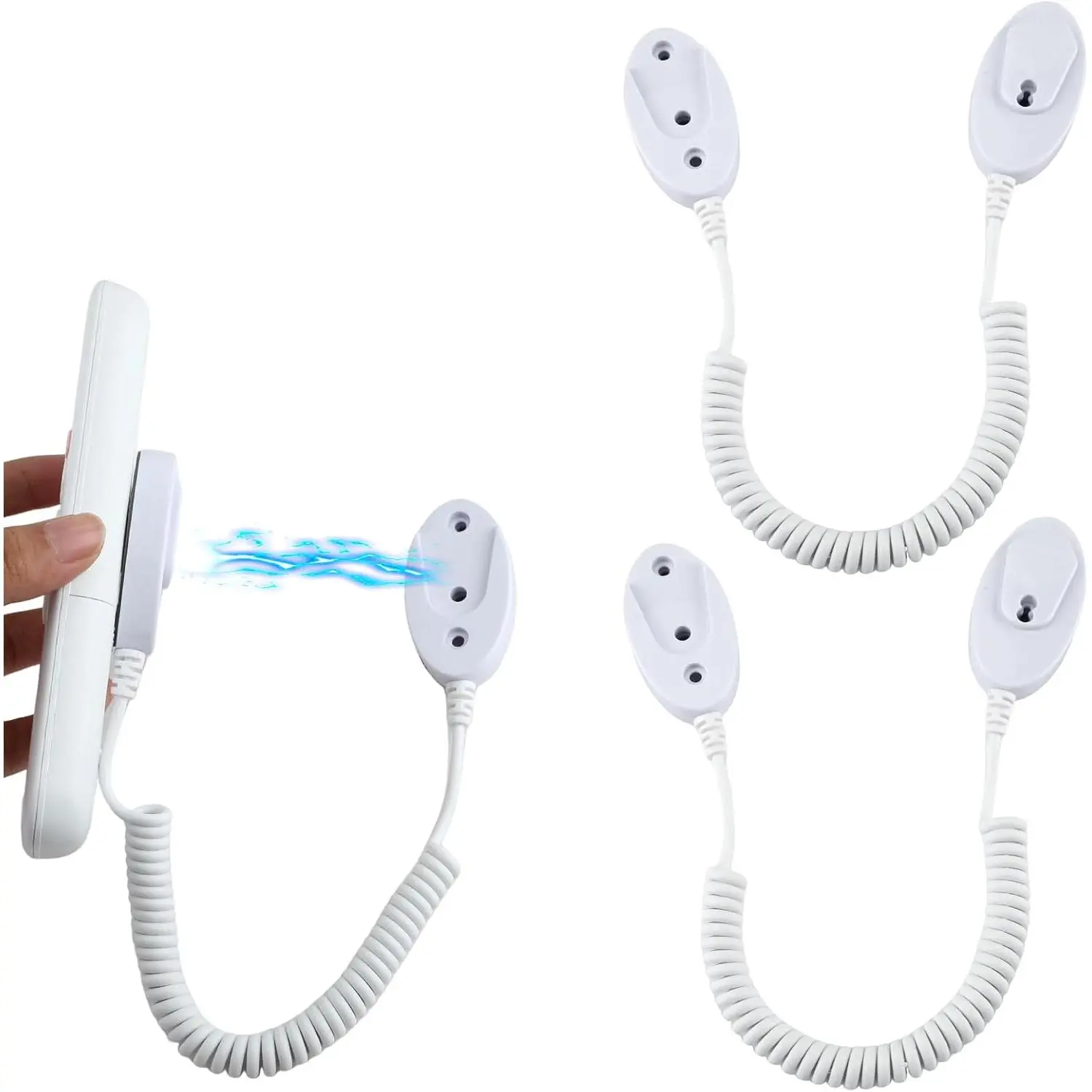 Remote Leash Control Holder with  , Retractable Tidy Anti-lost Rope Organizer Easy Installation  Suitable for Projector TV Fan and Air Conditioner Remotes (2Pcs White, S)