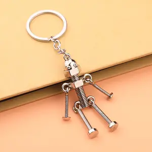 Explosions Screw Robot Key Chain Hands and Feet Movable Creative Key Chain Retro Cute Pendant Screw robot