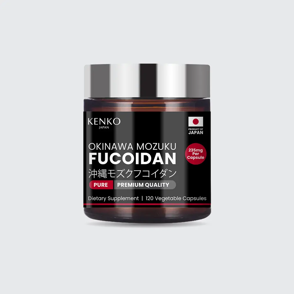 KENKO JAPAN Okinawa Mozuku Fucoidan Capsules - 235mg Pure Premium Quality - 120 Vegetable Capsules- Made in Japan