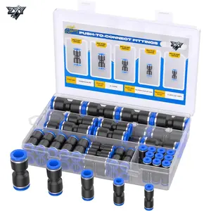 50PCS Quick Connect Air Hose Fittings, Straight Push to Connect Fittings Kit Quick Release Pneumatic Connectors Air Line Fittings for 5/32 1/4 5/16 3/8 1/2 inch Tube