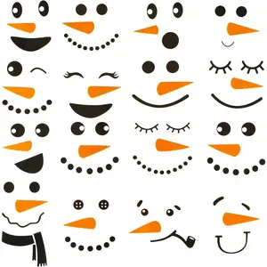 Snowman Faces Stickers Snowman Faces Decals Stickers for Crafts Christmas Glass Window Sticker Cute Snow Wall Decor Christmas Stickers for Fridge Wall Door Face Art Party Supplies Home Decoration