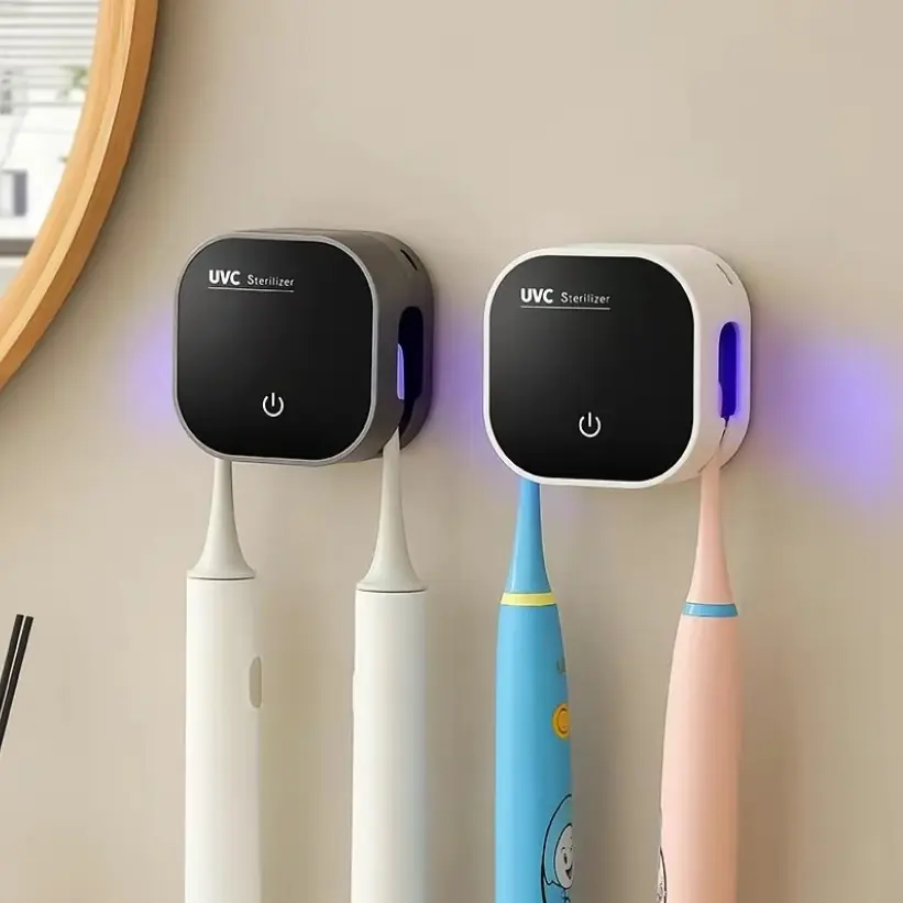 UV Toothbrush Sterilizer Holder - USB Charging, Wall-Mounted Multifunctional Bathroom Storage Box with Toothbrush Protector, Sterilisation Bathroom Accessory, Sterilisation Toothbrush Holders