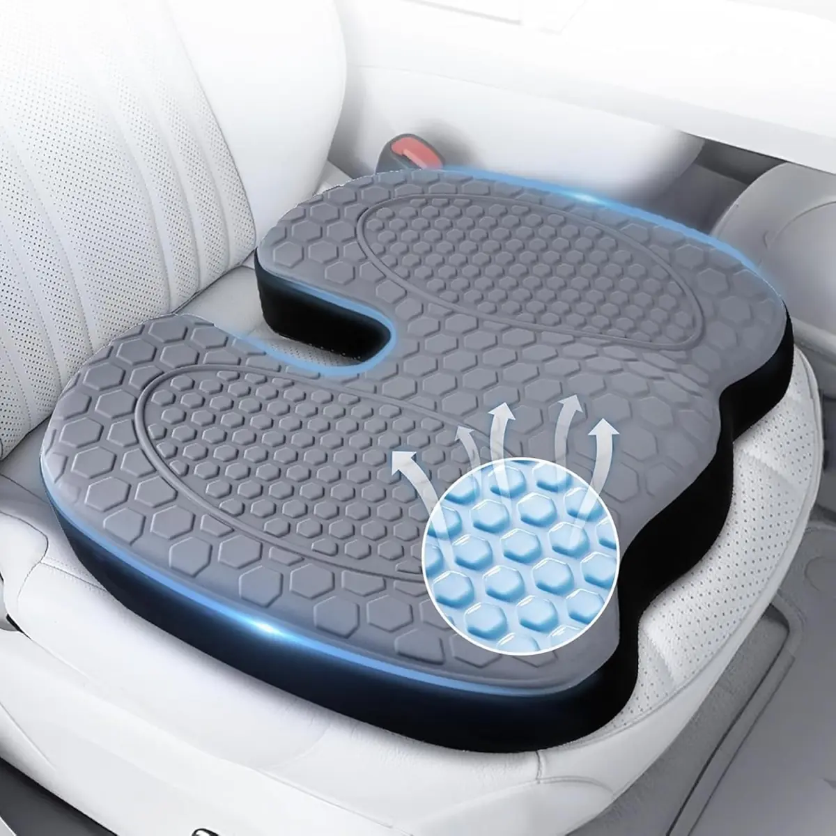 【FathersDayGift】Seat Cushion - Foam Seat Cushion for Office Chairs & Car Cooling Gel Memory - Seats Sciatica & Hip & Coccyx Pain Relief Desk Chair Cushion for Long Sitting Office Workers, Gaming, Car Drivers