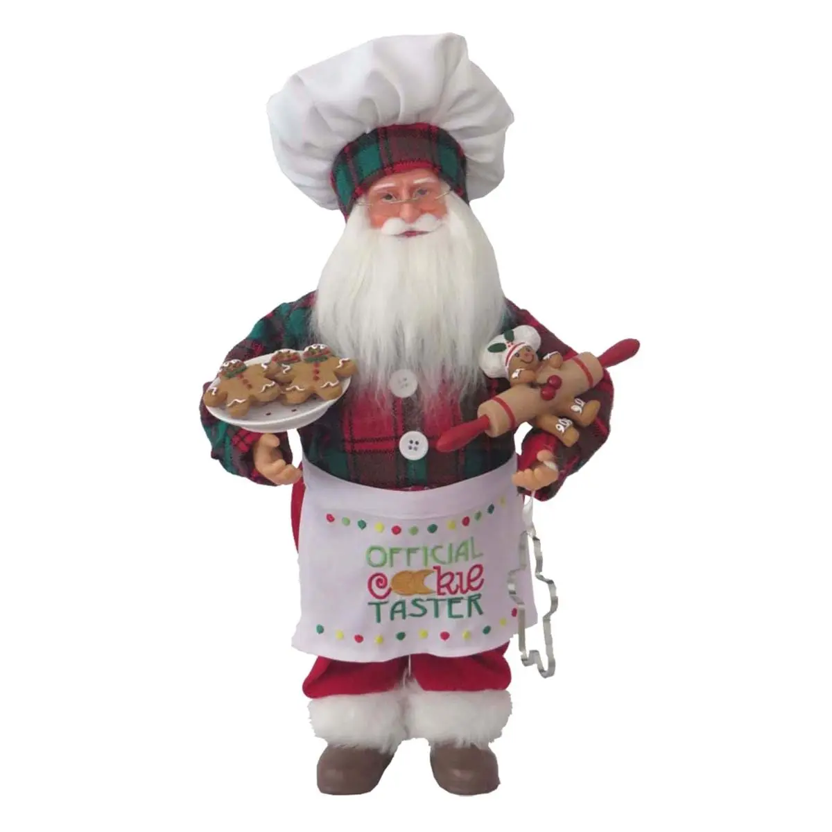 212 MAIN 15 in. Sculptured Resin Santa-Claus Figure - 3 lbs, Adjustable Arms, Embroidered Apron, Christmas Decorations, Home Ornament, Collectibles, Indoor Festive Home Decor, Statue