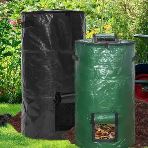 Reusable Garden Leaf Bag, 1 Count Large Capacity Garden Leaf Compost Bag with Zipper & Handle, Garden Compost Bin for Home Garden
