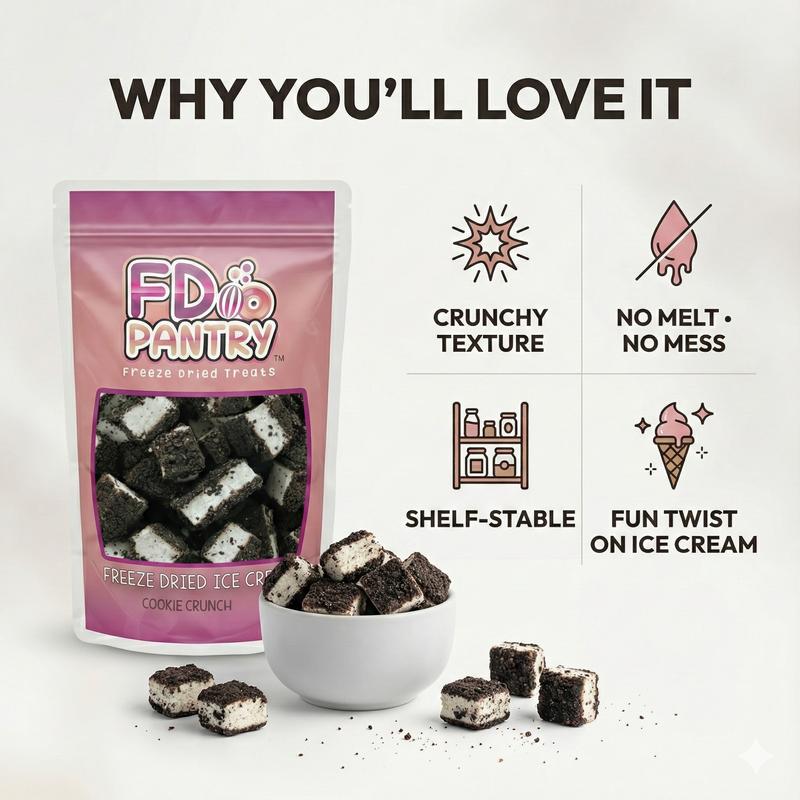 FD Pantry Freeze-Dried Ice Cream Crunch Bites – Strawberry Shortcake, Cookie Crunch & Chocolate Eclair Flavor (2 oz |  Snack Treat