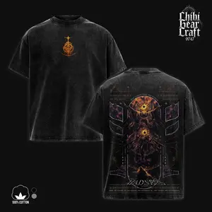 Elden Ring Shirt Frenzied Flame Lord Madness May Chaos Take The World Vintage Washed Oversized Hoodie Gaming Graphic Tee Faded Dark Fantasy Streetwear Y2K Merch Gift For Game Fan Clothes 08L