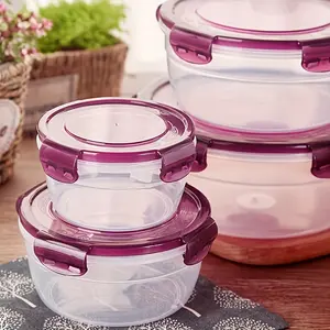 4-Piece Large Capacity Plastic Refrigerator Storage Box, Keep Fresh Fruits Vegetables Meat Eggs Dumplings, Sealed Easy Clean Stackable Kitchen Container