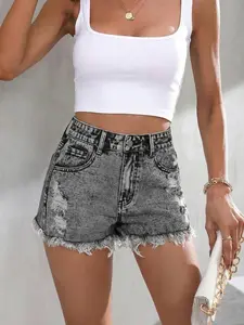 Women's Denim Shorts High-Waisted Casual Summer Wear, Comfortable & Stylish Design Perfect for Daily