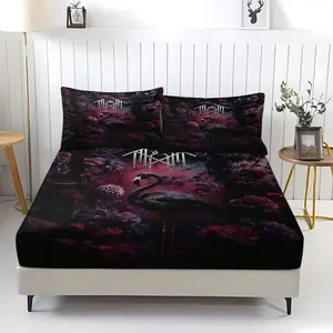 Sleep Token album Sundowning Themed Fitted Sheet, Decorative bedsheet sets, Colorfast, Including 1 Bed Sheet and 2 Pillowcases,The Non Slip Dust Cover is Suitable for Girls,Women Bedrooms,Suitable for Personal Use or as a Gift for Others