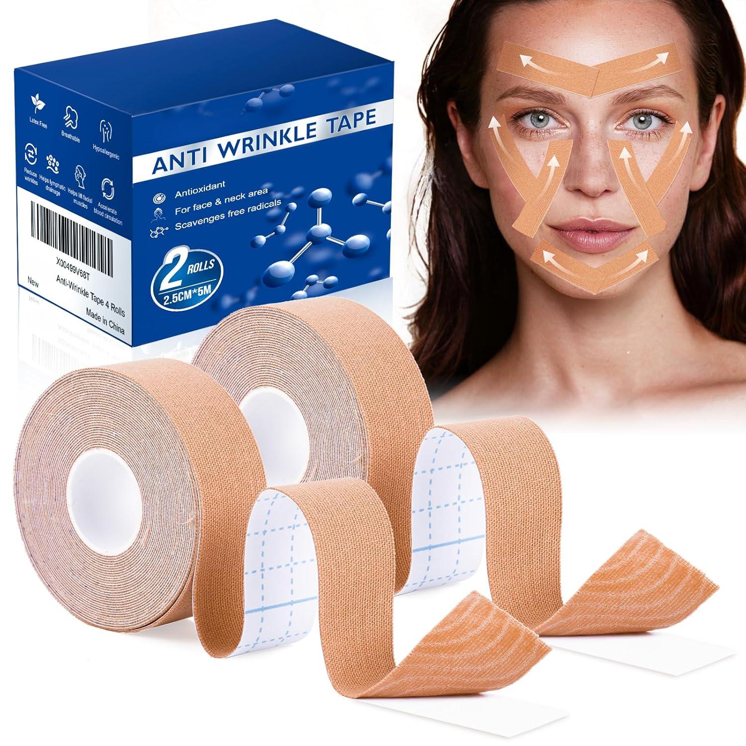 Anti Wrinkle Face Tape| Facial Myofascial Lift Tape for Skin| Wrinkle Tape for Face & Forehead| Facial Tape for Wrinkles| Anti Aging Tape for Wrinkles Overnight 2 Rolls Anti Wrinkle Face Tape| Facial Myofascial Lift Tape for Skin| Wrinkle Tape for Face & Forehead| Facial Tape for Wrinkles| Anti Aging Tape for Wrinkles Overnight 2 Rolls