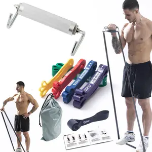GEKU FIT 5-Piece Natural Latex Resistance Bands Set with Aluminum Alloy Handles, Carrying Bag, Portable, User-Friendly for Full-Body Workout