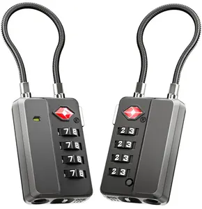 LUGGEX 2/4 Pcs TSA Locks for Luggage, 4 Digit Combination, Travel Lock for Suitcase, Backpack, Gym & Student Lockers, Ease of Use & Durable TSA-Core
