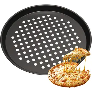 10 Inch Round Pizza Pan with Holes, Carbon Steel Pizza Pans fo Frozen & Homemade Pizza, Nonstick Pizza Tray for Oven