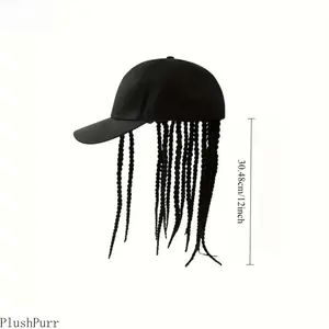 1-Pack Hip-Hop Punk Baseball Cap with Braided Dreadlock Wig Adjustable Snapback High-Temperature Fiber Black Brown 35.05cm 44.96cm Lengths Perfect for Motorcycle Style and Urban Fashion tiktokshopspringglowup,summervibes