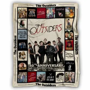 The Outsiders 40th Anniversary Blanket Sherpa Fleece Double Sided Soft Warm Stay Gold Greaser Symbols Fan Collectible Novel Film Inspired Home Throw