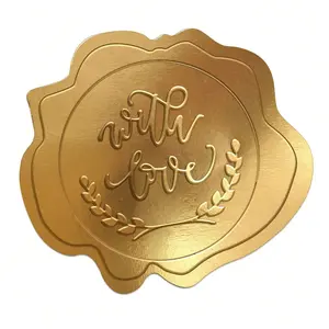 100pcs Gold Foil Envelope Seals, Wax Seal Pattern Stickers, Self-Adhesive Wedding Invitations, Baby Shower Gifts, Greeting Cards