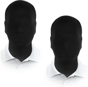 2 Pieces Black Full Face Mask Halloween Spandex Adult Hood Faceless Morph Head Cloth Elastic Fit Lightweight Breathable for Outdoor Activities & Parties
