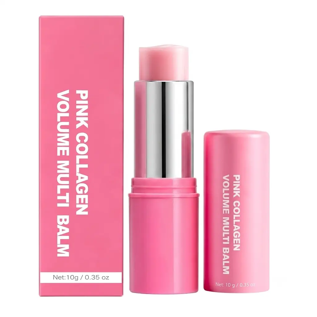 Collagen Multi Balm Stick for Wrinkles & Dry Skin – Pink Hydrating Face Balm for Lips, Eyes & Neck, Anti Aging Moisturizer, Skin Tightening & Care, Korean Skin Care, 1 Pack