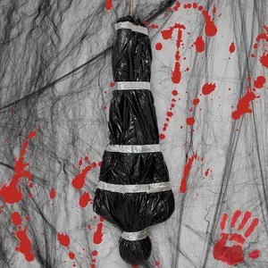 Halloween Hanging Body Decoration, 60 Inch Death Victim Prop, Horror Inflatable Corpse Bag, Indoor Outdoor Decor, Haunted House